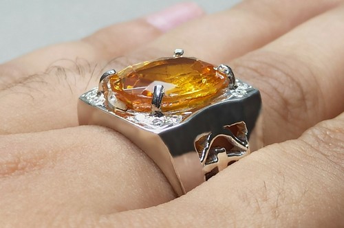 16 Carat Oval Cut Rare Deep Yellow Citrine Sterling Silver 925 Handmade Men Ring - Picture 12 of 12