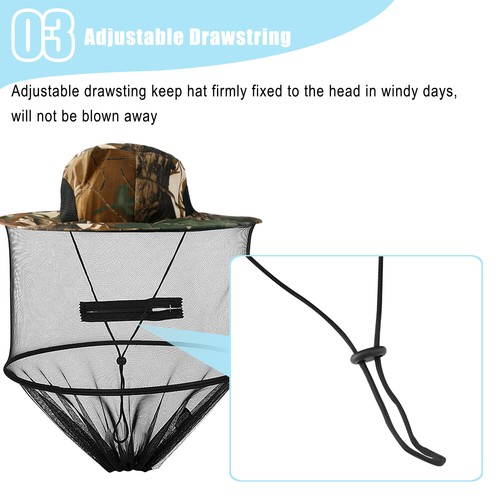 Outdoor Mosquito Head Face Net Hat Sun Bee Insect Bug Protection Hidden Mesh Cap - Bild 21 von 36