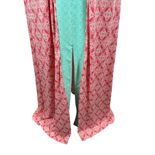 Cabana Life Size M Coral Tides V Neck Coverluxe Maxi Dress Beach Resort Party - Picture 4 of 11