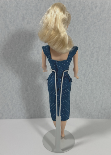 Vintage Barbie Sheath with Gold Buttons 1962 PAK Blue White Polka Dots Mattel - Picture 11 of 12