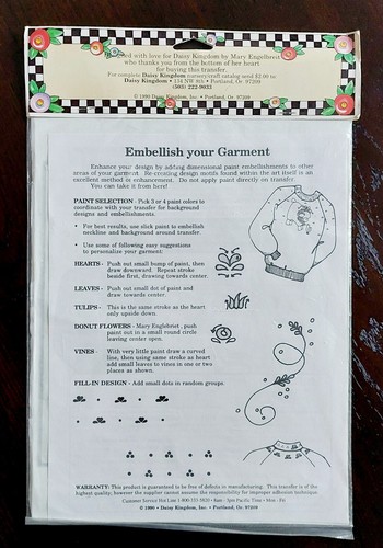 Mary Engelbreit Daisy Kingdom Garden Theme Iron on Transfer 1990 NOS binP1Z - Picture 3 of 5