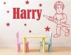 #066 Personalised Fireman Sam Sticker Decal Stickers Kids Bedroom Childs Room