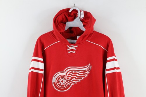 Vtg Reebok Boys Large Faded Detroit Red Wings Hockey Jersey Hoodie Sweatshirt - Picture 2 of 14