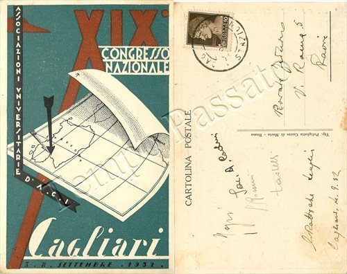 Cartolina di Cagliari, congresso associazioni universitarie - 1932 - Imagen 1 de 1