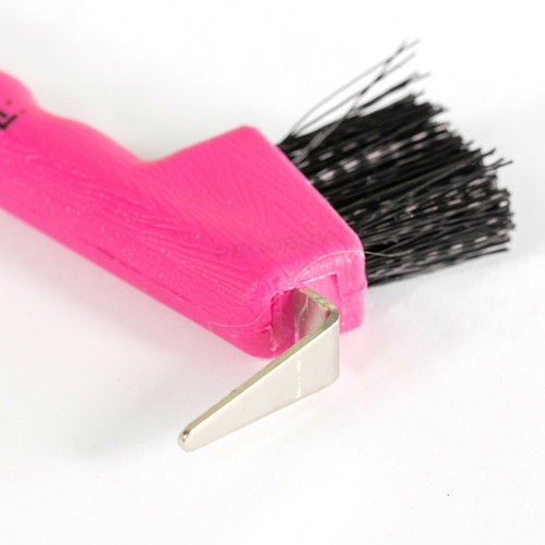 Pick & Spazzola Zoccolo Cavallo Rosa con Impugnatura Onda Manico Ergonomico Toelettatura Equitazione - Foto 3 di 5