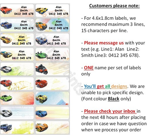 Personalised Vinyl Name Label School sticker cartoon Kids waterproof boy girl - Picture 27 of 82