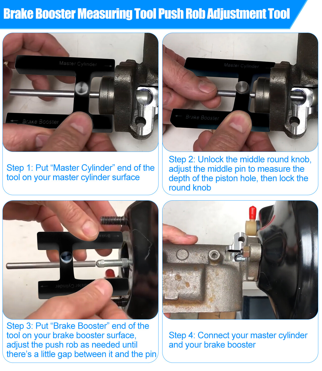 Brake Booster Rod Adjustment Tool Master Cylinder Push Rod Depth Length Gauge