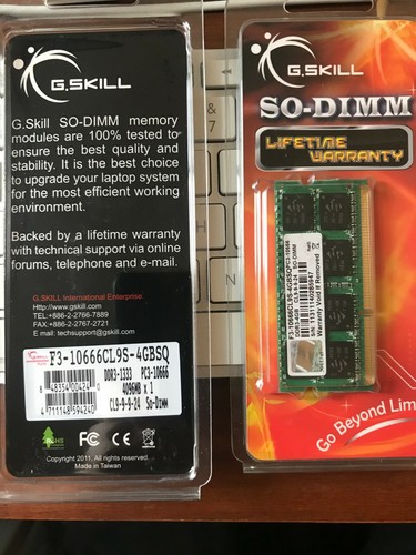 G.SKILL 8GB -- 2x4GB SO-DIMM F3-10666CL9S-4GBSQ DDR3-1333 PC3-10666 - Picture 1 of 2