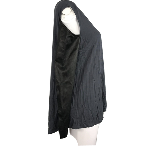 Camicia BCBG Maxazria donna taglia S grigia Judson ecopelle spalle fredde spacco schiena - Foto 6 di 7