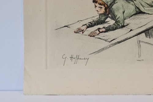 GASTON HOFFMANN - FRANZÖSISCHER KÜNSTLER - L'intrus - um 1950 Original Lithographie - Bild 3 von 4