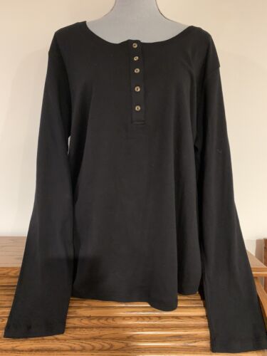ARCHITECT Women’s Black Long Sleeve Cotton T-shirt Top Plus Size 3x Retail $26