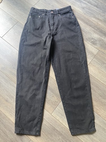 H&M Denim Jeans Trousers Grey Black Mom Ultra High waisted Ankle Uk 8 36