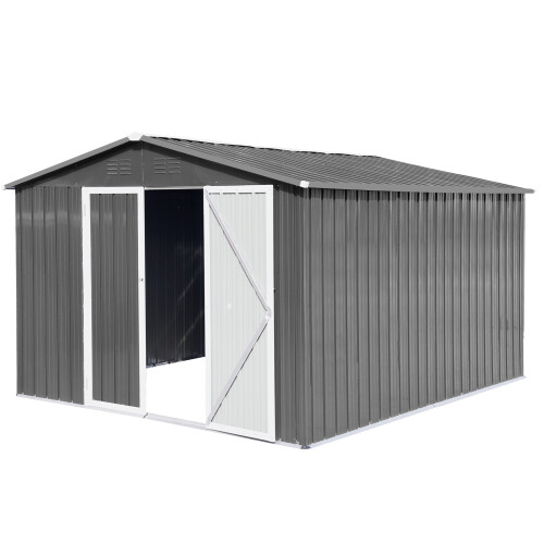 10FTx12FT Metal Garden Storage Shed for Outdoor with Hinged Door and Padlock - Picture 40 of 48