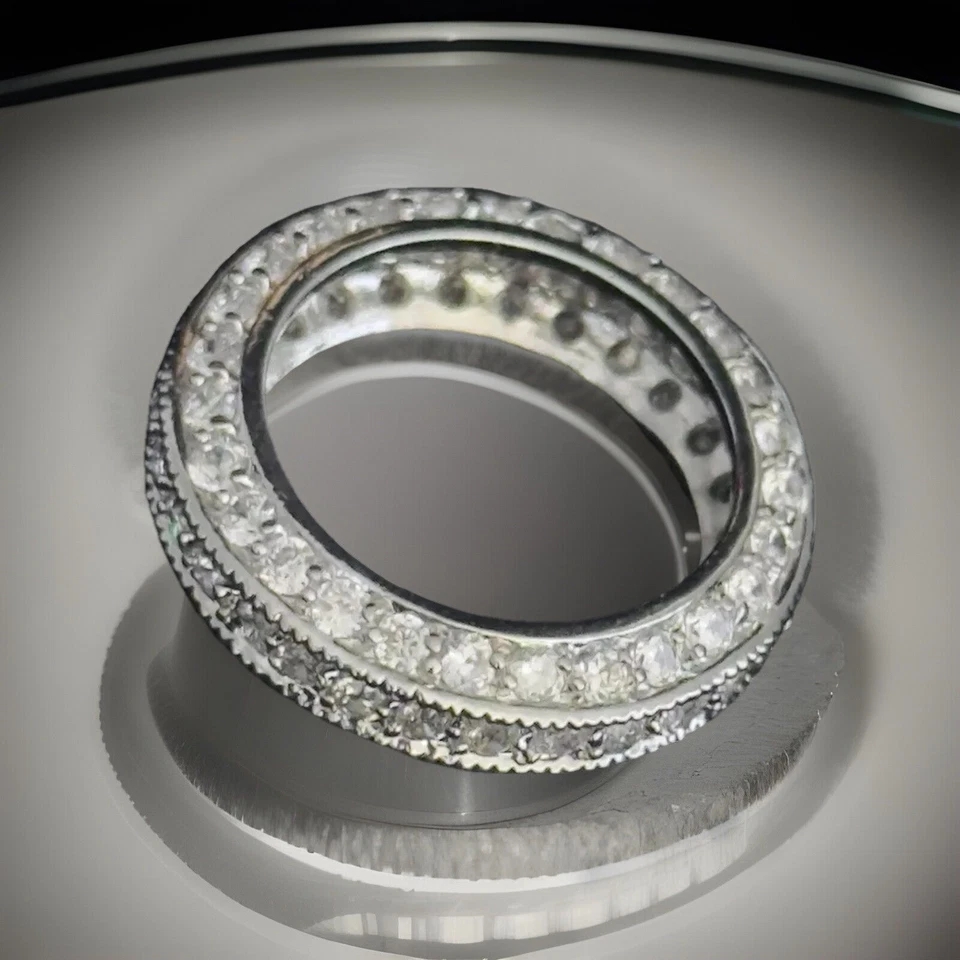 Anillo estilo Art Deco renacimiento banda cómoda plata circonita cúbica retro de colección talla 7 Foto 4 de 4