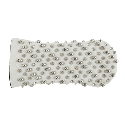 New Golf Club Headcover White PU Metal Rivet Skull Case 1/3/5/UT/Semicircle - Picture 12 of 15