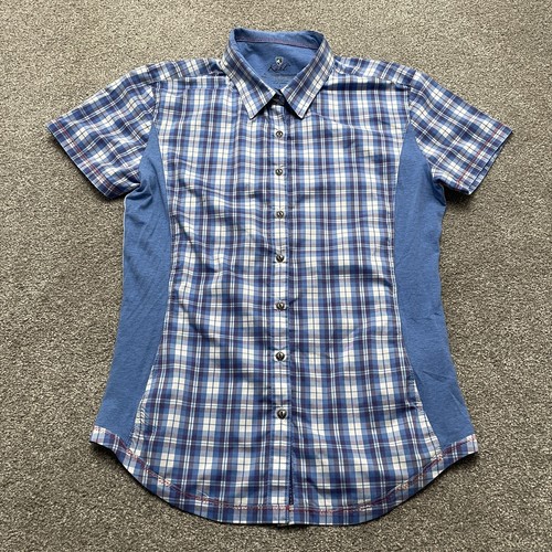 Kuhl Shirt Mens Large Blue Plaid Short Sleeve Performance Button Up Outdoors - Picture 1 of 8