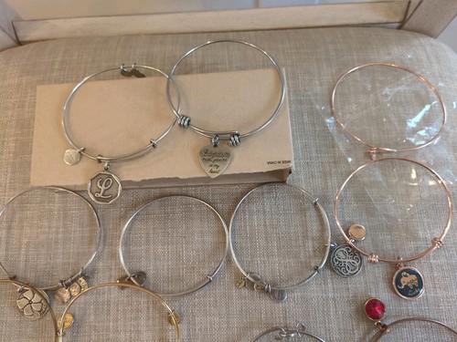 14 Lot mixed Bangle Bracelets Alex & Ani Origami, LA, LFL, Lucky, Stones Sayings - Picture 6 of 10