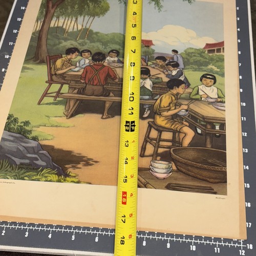 Konvolut 5 alte religiöse Schule Vorsehung Lithographien - Kinder/Familie Lot 1 - Bild 4 von 11