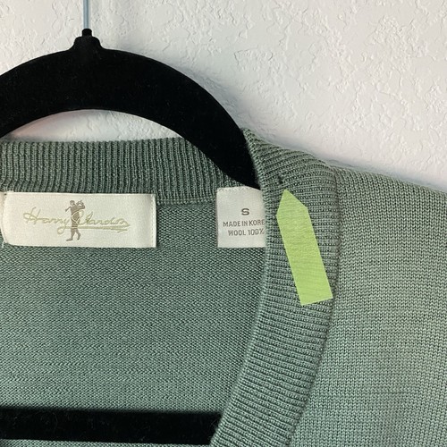 Harry Vardon Mens Olive Green V Neck Small Sweater Golf Old Money Minimalist - Picture 5 of 13