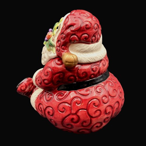 Fitz & Floyd Ceramic Santa Candy Jar Christmas Cookie Treat 6" Retired With Box - Picture 8 of 24