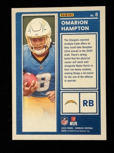 2025 Donruss Omarion Hamption Blue Foil The Rookies - Bild 2 von 2