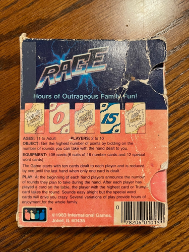 Vintage 1983 RAGE The Card Game From The Makers of UNO ~ EUC (Missing 3 Cards) - Bild 3 von 9