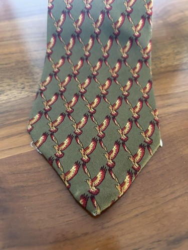Cravate en soie motif oiseau GUCCI vert olive Japon lmport expédition Rare