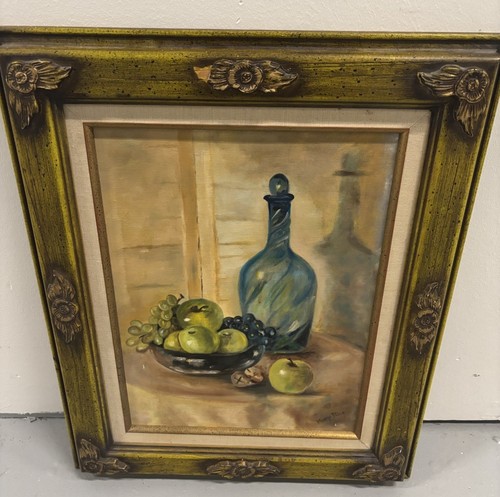 VTG Original Oil/ Canvas: Classical Still Life w/apples signed Mary N. Rice 1972 - Picture 1 of 10