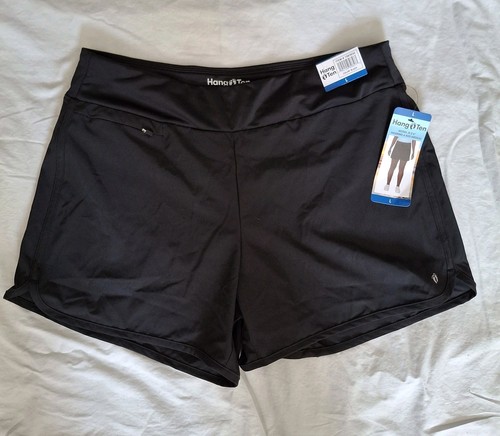 Hang Ten Damen schnelltrocknende Hybrid Boardshort schwarz Innenfutter UV-Schutz 50+ Tasche
