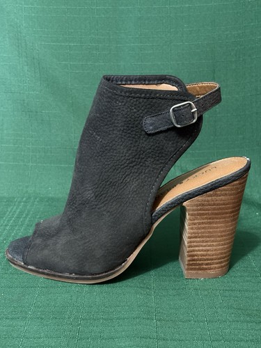 Botín al tobillo Lucky Brand Lisza gamuza cuero punta abierta talla 7 negro bohemio - Imagen 15 de 16