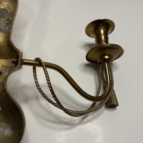Vintage Brass Wall Sconce Candle Holder Two Arm Ornate Tassels 14" Made in India - Picture 7 of 16