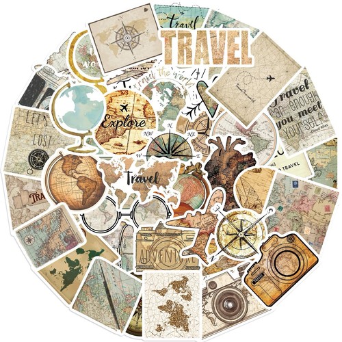 50 Luggage Suitcase Retro Vinyl Stickers Vintage City Names World Travel UK NEW - Picture 2 of 12