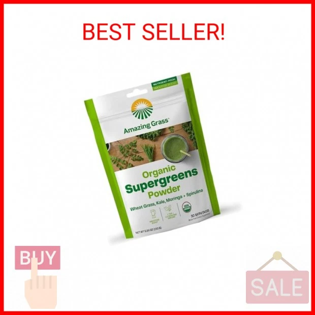 Amazing Grass Super Greens Booster: Mezcla de batido de verduras en polvo con espirulina, M Foto 2 de 2