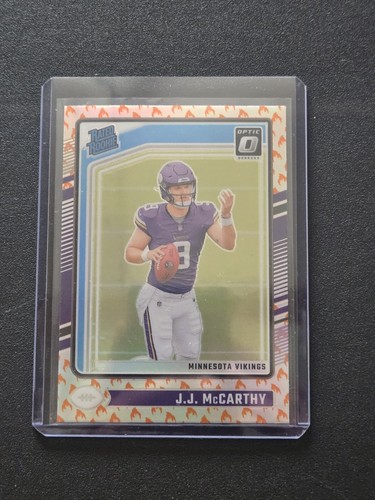 2024 Panini Donruss Optic Football J.J. McCarthy Fire Emoji Rated Rookie SSP RC - Picture 3 of 3