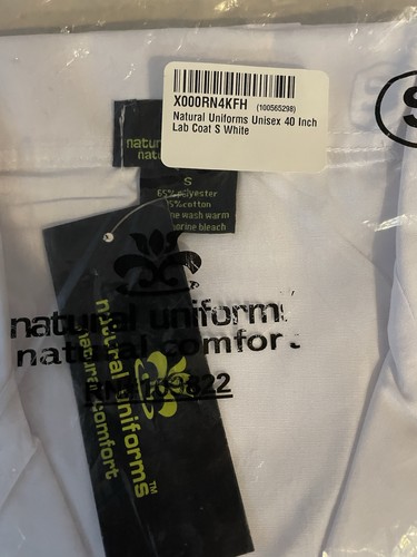 Natural Uniforms Unisex 40 inch Lab Coat Long Sleeve Professional, Small Size - Picture 2 of 6