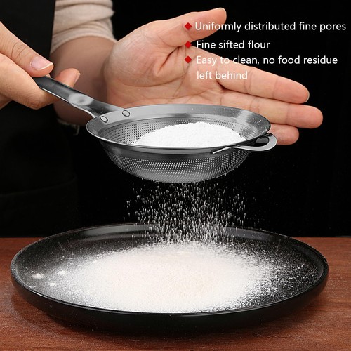 Punch Hole Sieve Fine Mesh Stainless Steel Small Colander Strainer With Handl... - Picture 3 of 8
