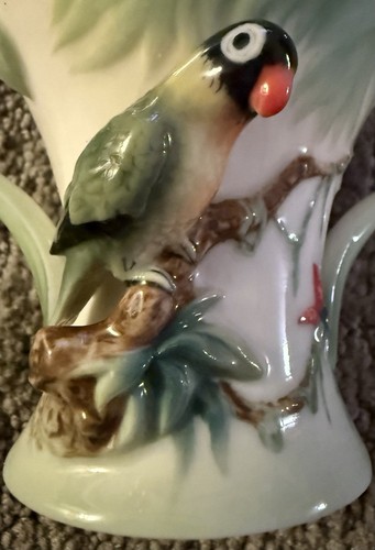 EUC Franz Designer Gallery Porcelain Rainforest Green Parrot Sugar NO LID - Picture 5 of 10