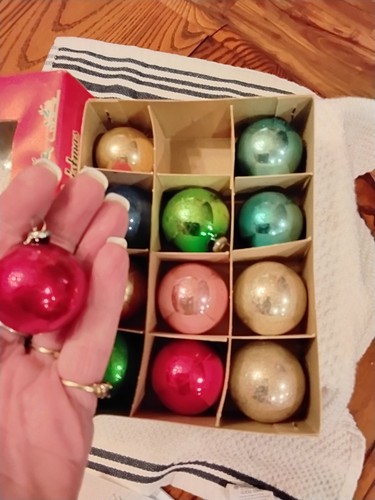 Vintage. KLEINER QUECKSILBER GLAS WEIHNACHTSSCHMUCK MEHRFARBIG IN ORG. BOX - Bild 4 von 10