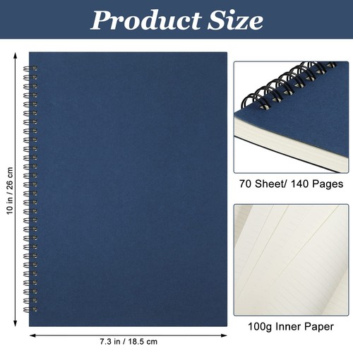 6 Pack B5 Spiral Notebook Ruled Spiral Journal Lined Paper, 70 Sheets,140 Pag... - 第 3/7 張圖片