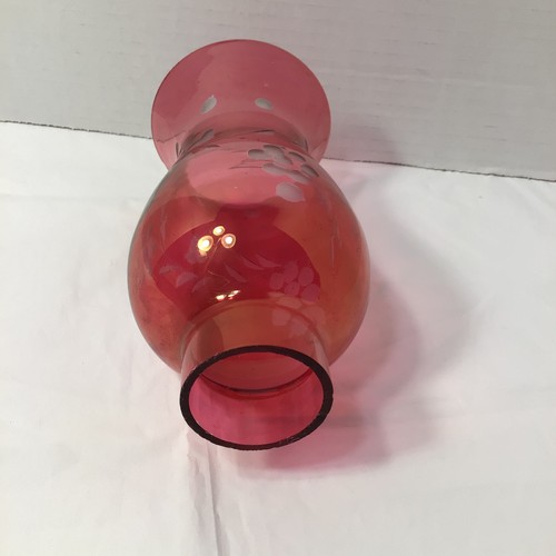 Lámpara Huracán Vidrio Grabado Rojo Rubí 3 1/4" Chimenea Vela Pantalla Globo 1 3/4" Fi - Imagen 7 de 8