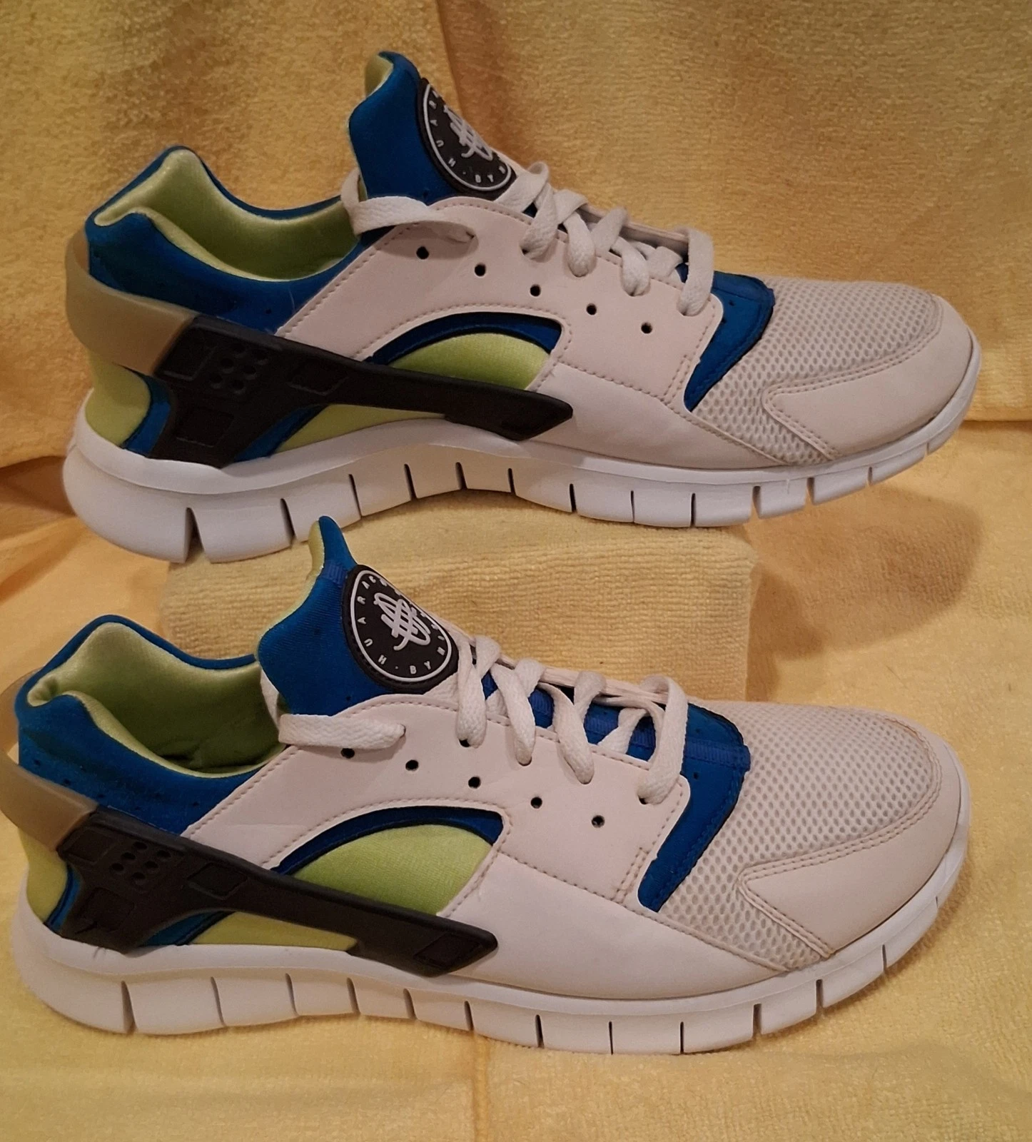 NIKE AIR HUARACHE FREE RUN SOAR CYBER VERDE E BLU TAGLIA (10) #510801 101