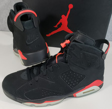 Nike Air Jordan 6 Retro Black Infrared Retro Sneakers Men's US 10.5   384664-060