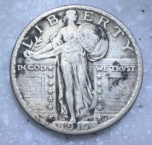 1917 Type 2  Standing Liberty 25c Quarter - VF/XF - Nice Coin!!