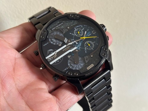 diesel dz7331 denim blue dial quad zone gunmetal s/steel chronograph men's watch - Picture 10 of 11