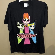 Powerpuff Girls Men's Graphic T-Shirt Black Cartoon Network Size Large NWT