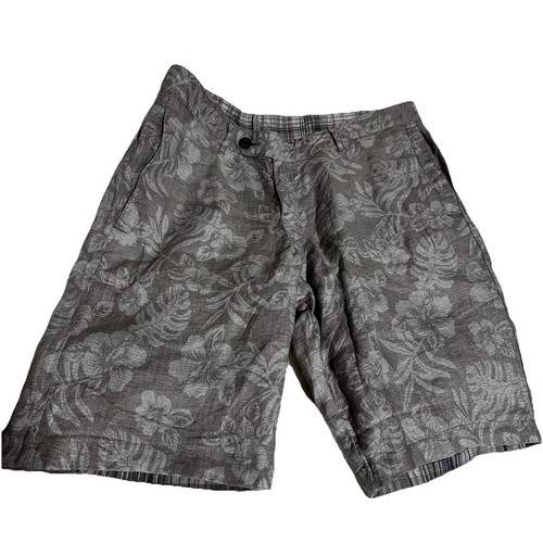 Tommy Bahama Men’s Duo Cove  Shorts Size 33 Reversible Palm Khaki/Plaid Unique - Picture 1 of 7