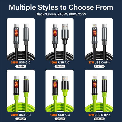 LED Type C USB C Fast Charging Charger Cable For iPhone 16 15 14 13 12 Data Cord - Picture 9 of 9