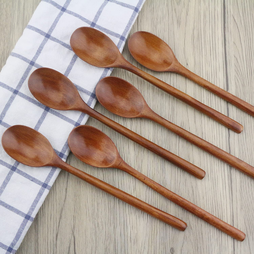 Eco-Friendly Wooden Spoons Set - 6 Pcs 9" Japanese Style Kitchen Utensils - Picture 2 of 12