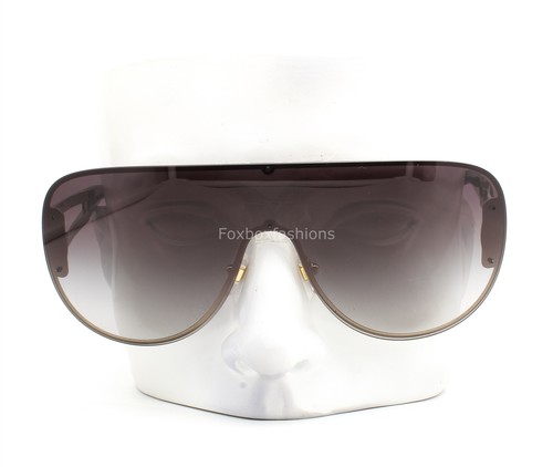 Versace Shield Sunglasses VE 2166 1252/8G Pale Gold and Black with Case - Picture 2 of 10