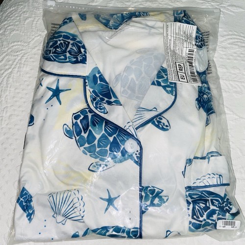 Sea Turtles Pajama Set Medium S/S Top + Shorts Ocean Blue White Yellow NEW NIP - Picture 11 of 14